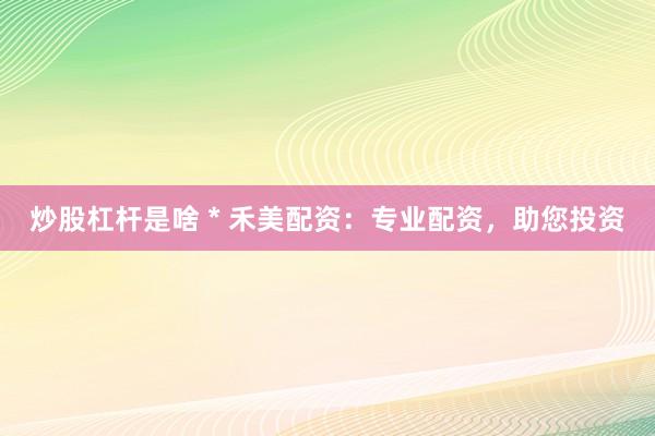 炒股杠杆是啥 * 禾美配资：专业配资，助您投资