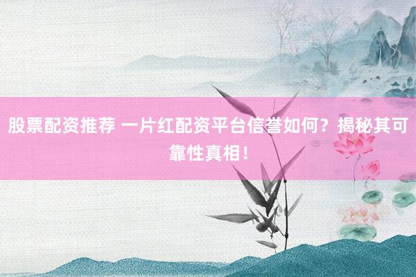 股票配资推荐 一片红配资平台信誉如何？揭秘其可靠性真相！