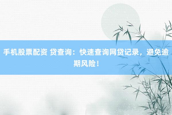 手机股票配资 贷查询：快速查询网贷记录，避免逾期风险！
