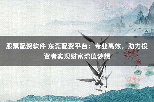 股票配资软件 东莞配资平台：专业高效，助力投资者实现财富增值梦想