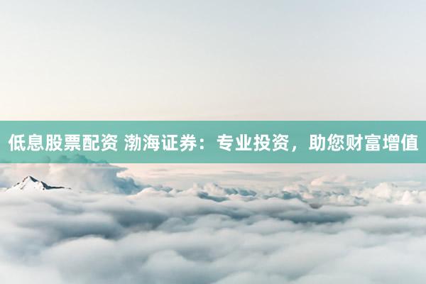 低息股票配资 渤海证券：专业投资，助您财富增值