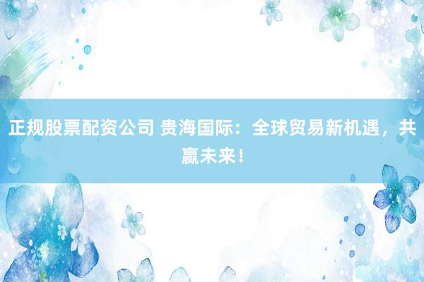 正规股票配资公司 贵海国际：全球贸易新机遇，共赢未来！