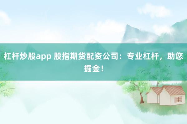 杠杆炒股app 股指期货配资公司：专业杠杆，助您掘金！