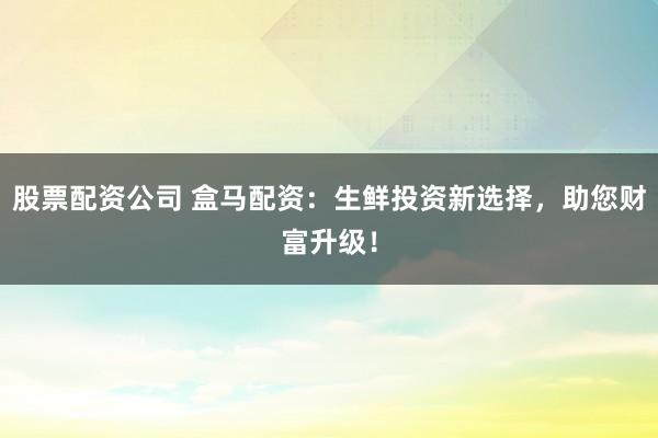 股票配资公司 盒马配资：生鲜投资新选择，助您财富升级！