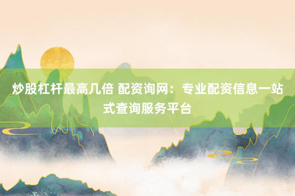 炒股杠杆最高几倍 配资询网：专业配资信息一站式查询服务平台
