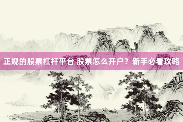 正规的股票杠杆平台 股票怎么开户？新手必看攻略
